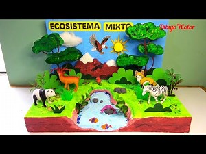 Como hacer MAQUETA de ECOSISTEMA MIXTO paso a paso / Proyecto Escolar / ecosystem mixed
