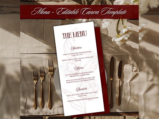 Elegant Wedding Menu Editable Canva Template | Instant Download | Printable & Digital - Etsy