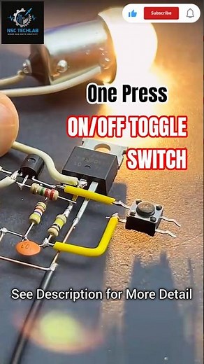 🔥 Single Push Button ON/OFF Switch Circuit | DIY Latching Power Control System Using IRFZ44N + BC557