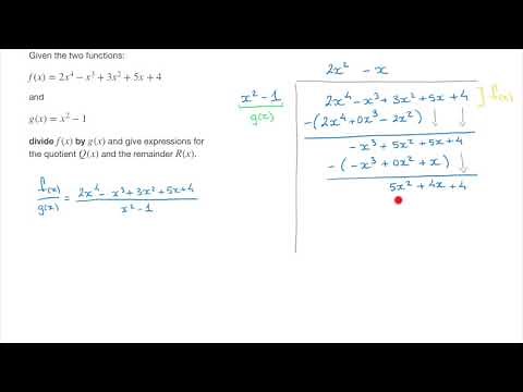 Algebraic Long Division of Polynomials | Quotient and Remainder - Worked Example 1