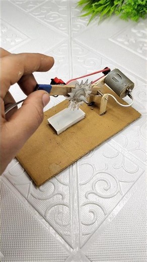 Mini DC Motor Powered Table Saw Cutter | DIY Wood Cutting Machine ⚙️🔥 #shorts #dcmotor #diy