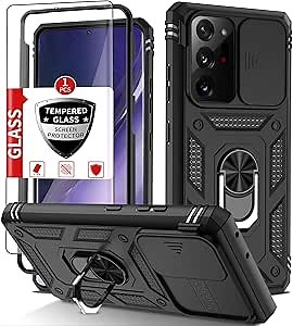 Amazon.com: IYTRRYH for Samsung Galaxy Note 20 Ultra Case[Military Grade Drop Protection] with Screen Protector,Note 20 Ultra Case Built-in Camera Cover,with Kickstand Ring,Shockproof Heavy Duty Protection Black : Cell Phones & Accessories