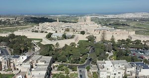 Drone Aerial Shot of Rabat and the Fortified City of Mdina, Malta