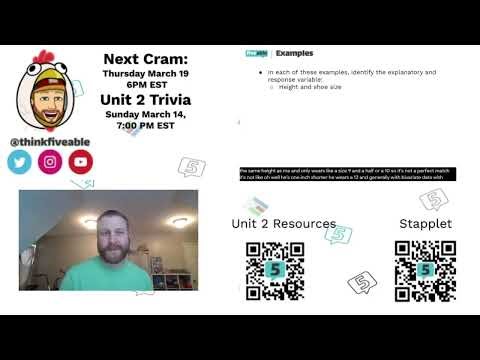 AP Statistics CRAM – Unit 2: Correlation & Regression