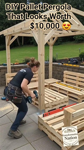 DIY Pallet Pergola That Looks Worth $10,000 #diy #TransformationNation #woodworking #wooding #garden