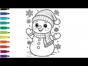 Cute Snowman Winter Coloring Page for Kids ❄️⛄ | Easy Snow Drawing