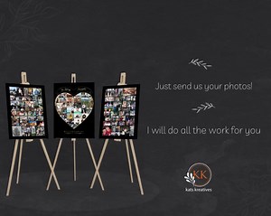 Memorial Funeral Photo Collage Boards Black Gold Heart, Funeral Memory Boards, Memorial Memory Boards, Funeral Photo Displays - Etsy