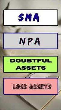 Bank Loans: SMA, NPA, Doubtful & Loss Asset Classification |