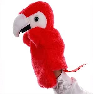 Plush Parrot Hand Puppets Birds Stuffed Animals Toys for Imaginative Pretend Play Storytelling Red
