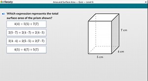 i-ReadyArea and Surface Area - Quiz - Level GWhich expressio... | Filo