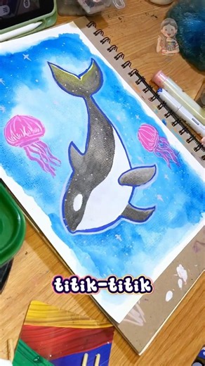 EASY WATERCOLOR WHALE Painting #1stplacecoloringcontest Mijello Kids Activity