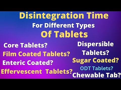 Disintegration Time For Different Types of Tablets