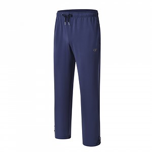 Cotton Sweatpants - Casual Open Bottom Straight Leg Pants with Zipper Pockets for Men Navy Blue L