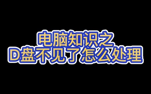 电脑技巧之D盘不见了该怎么处理的解决方案之一