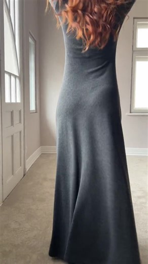 Gray Knitted Maxi Dress: Cotton Turtleneck Style, A-line Silhouette - Etsy