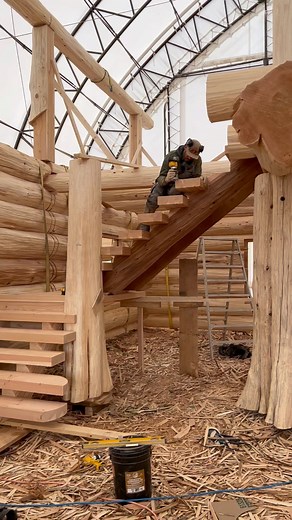 6.4M views · 183K reactions | We got lots of stairs projects on the horizon  | Langberg Log Homes | Facebook