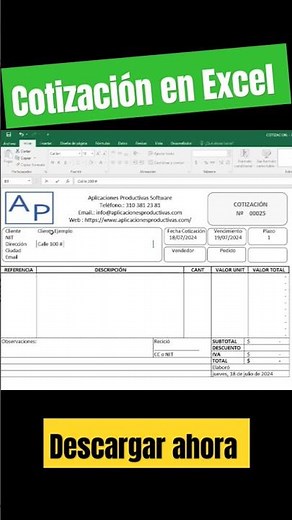 Download quote format in Excel #excel