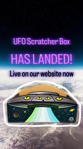 It’s finally here! Eco-friendly, sturdy, and stellar, the UFO Cat Scratcher Box has landed earth-side. This 20” long spaceship is ready to take your space-loving kitty to outer space 🖖 #catscratcher #largecats #playfulcat #ufo #catlovers Pet products | Pet supplies for large cats | sustainable | durable