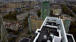 Aerial shot.The roof and Ventilation system for high-rise buildings.