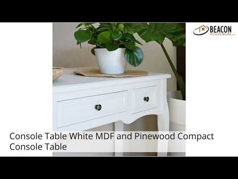 Console Table White MDF and Pinewood Compact Console Table