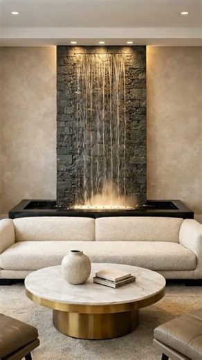 The Ultimate Relaxing Living Room: Indoor Waterfall 💦