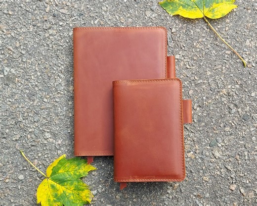 Personalized Leather Notebook Cover: Happy Planner, Hobonichi, A5 A6 - Etsy