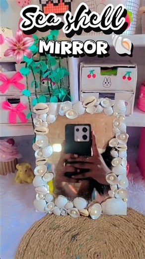 Diy sea shell mirror 🐚🪞#diymirror #seashellcraft #artandcraft