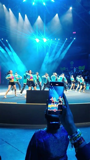 Blue Fire Stage Dance Explosion! 💙🔥✨ #GroupDance #StageEnergy #ViralPerformance #RBYatra #mytra