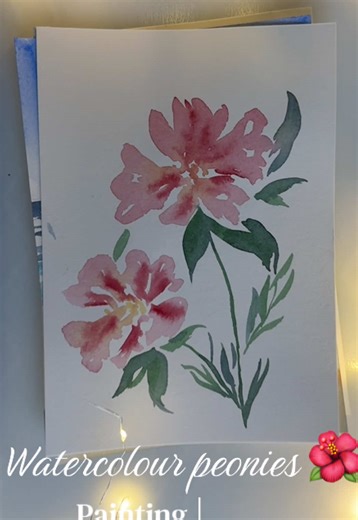 Beginner friendly peonies in watercolour 🌺✨ Watercolour florals painting process 💫 #watercolour #paintingprocess #paintingideas #paintingflowers #howtopaint