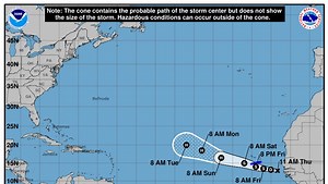 Potential tropical cyclone forms in Atlantic off coast of Africa