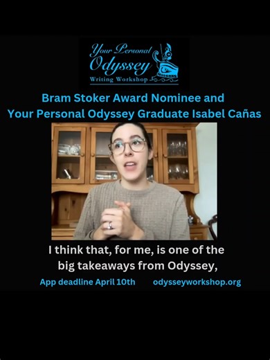 @isabelcanasauthor on her Odyssey experience! Applications are open for Your Personal Odyssey Writing Workshop 2026, the one-on-one, online, intensive, customized experience that has helped writers make major breakthroughs! Choose your pace: 6 wks, 12wks, or 18 wks! Scholarships available!! Guest lecturers include R.F. Kuang, P. Djélì Clark, Brandon Sanderson, Nancy Kress, Fonda Lee, Sheree Renée Thomas, Scott H. Andrews, & more! The one-on-one, online, intensive, customized experience that has 