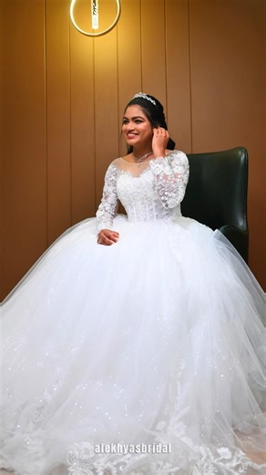 Elegant Full-Sleeve Lace Ball Gown for Aishwarya | Alekhyas Bridal