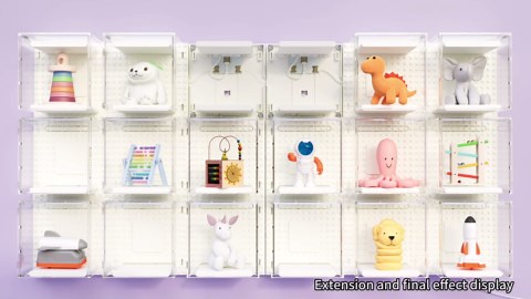 Compatible with Funko Pop Wall-Mounted Display Shelf, Set of 9 Acrylic Shelves, Customizable DIY layouts, with Individual dust Covers, 4 Adjustable Professional spotlights , Includes Remote Control.