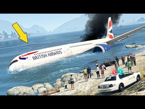 Airplane Emergency Landing Failed (Biggest Airplane Left Runway and Crash in Water) GTA 5