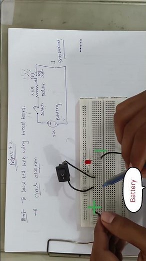 Led Blink project or Glow Led using switch at Bread board . #led #Glow #breadboard #like #share