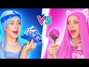 Pink vs Blue Food Challenge! Funniest Food Challenges by 123 GO!