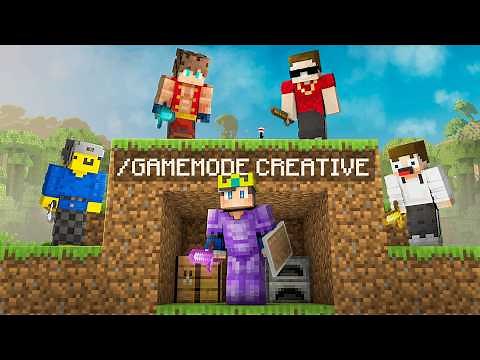 Minecraft Manhunt (1V4) But I Secretly Use CREATIVE MODE...