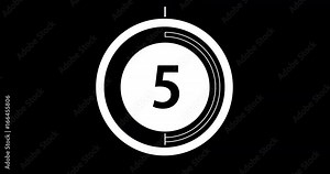 Circular countdown clock, 10 seconds with numbers and circles marking time