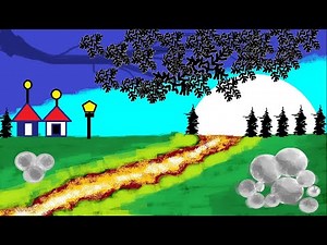 How to Draw In Computer - Microsoft Paint Tutorial - MS Paint - Computer Drawing - Scenery Drawing