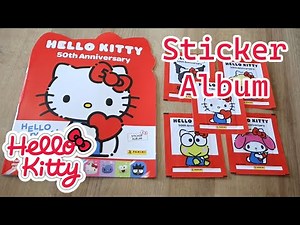 Hello Kitty 50th Anniversary Sticker Album Starter Pack with 31 Stickers & Cute Poster | Opening
