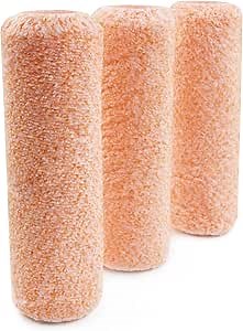 ROLLINGDOG Paint Roller Covers 9 Inch - Woven Microfiber Roller Sleeves for Wall, Floor Painting (Pack of 3, 3/8" Nap)