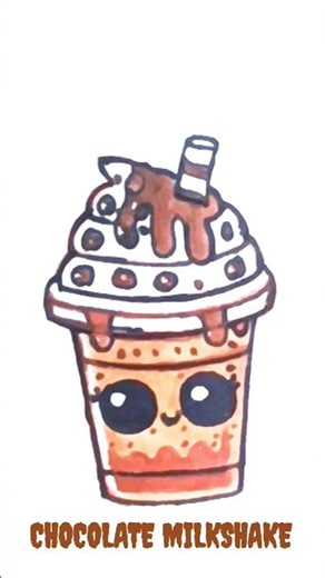 Kawaii Chocolate Milkshake Drawing 🍫🥤 So Cute You’ll Melt ! #kawaii #drawing #milkshake #shorts