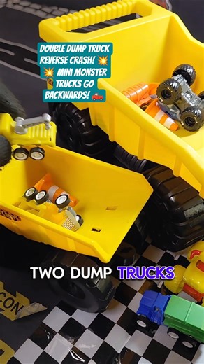 Double Dump Truck REVERSE CRASH! 💥💥 Mini Monster Trucks GO BACKWARDS! 🛻