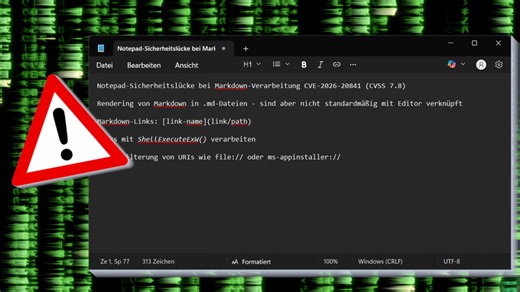 Windows-Editor: Details zur Markdown-Sicherheitslücke