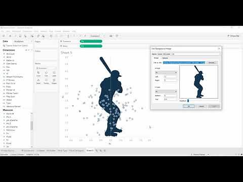 Tableau Tutorial - Custom Background Images / Sports visuals (X-Y scatterplot, Baseball)