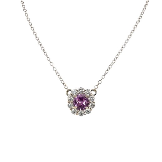 Elegant Pink Sapphire Pendant Necklace With Natural Diamonds | Solid 14K Gold Chain Jewelry for Women - Etsy