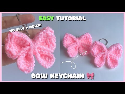 Cute Crochet Bow Ribbon Tutorial 🎀 | easy keychain tutorial for beginners