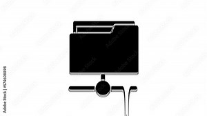 Black FTP folder icon isolated on white background. Software update, transfer protocol, router, teamwork tool management, copy process, info. 4K Video motion graphic animation