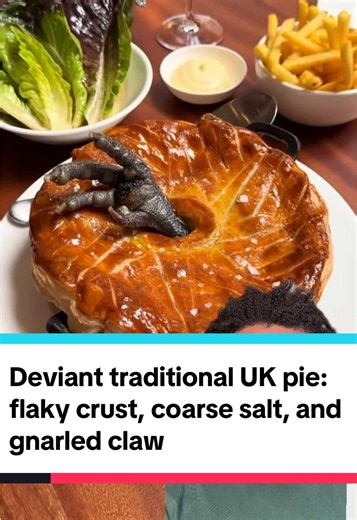 Deviant traditional UK pie: flaky crust, coarse salt, and gnarled claw #marco #foodreview #foodtiktok #foodcontent #foodvideos