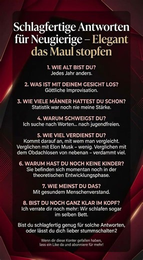 Schlagfertige Antworten für Neugierige – Elegant das Maul stopfen